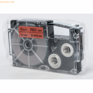 Casio Schriftbandkassette XR-9 RD 9mm schwarz auf rot