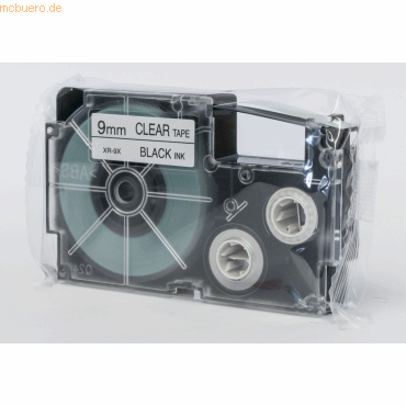 Casio Schriftbandkassette XR-9 X 9mm schwarz auf transparent
