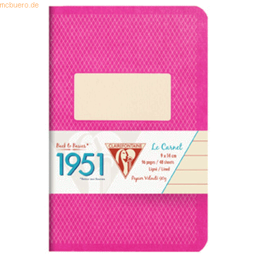10 x Clairefontaine Schreibheft 1951 9x14cm48 Blatt liniert himbeer