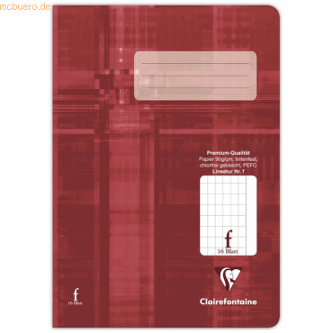 25 x Clairefontaine Schulheft A5 16 Blatt Lineatur f rautiert rot