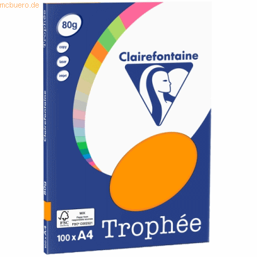 10 x Clairefontaine Kopierpapier Pollen A4 80g/qm VE=100 Blatt neon-or
