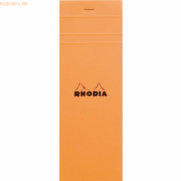Rhodia Notizblock Rhodia Nr. 8 7,4x21cm kariert 80 Blatt orange