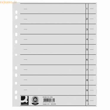 Connect Trennbltter A4 230g/qm durchgefrbt wei VE=100 Stck