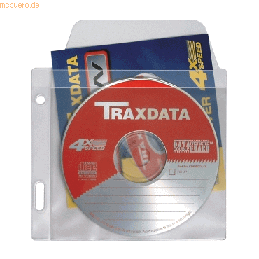 50 x Dataplus CD-Tasche PVC fr 1 CD-ROM mit Einsteckfach natur-transp
