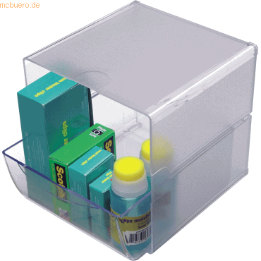 6 x Deflecto Organiser Cube transparent 1 Schublade 18x15x15cm