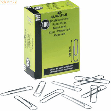 Durable Briefklammern 50mm verzinkt VE=100 Stck