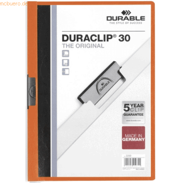 Durable Klemmmappe Duraclip Original 30 bis 30 Blatt A4 orange