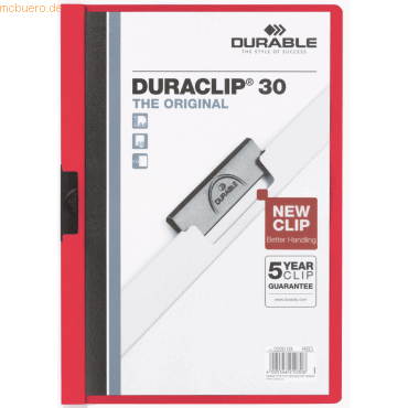 5 x Durable Klemmmappe Duraclip 30 rot VE=5 Stck