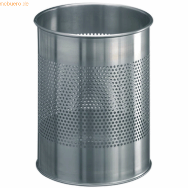 Durable Papierkorb Edelstahl rund 15l metallic silber