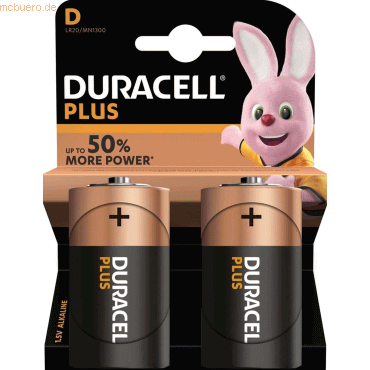 Duracell Batterie Plus Power Mono LR20 VE=2 Stck