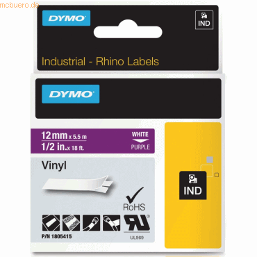 5 x Dymo Schriftbandkassette PVC 5,5mx12mm weiß/lila