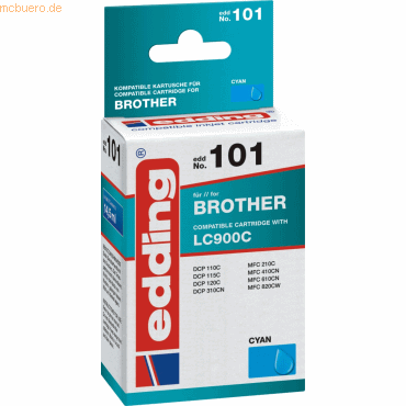 Edding Tintenpatrone kompatibel mit Brother LC900 cyan