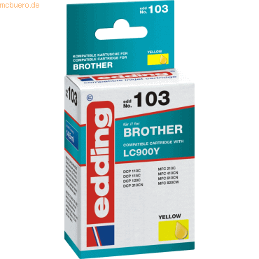Edding Tintenpatrone kompatibel mit Brother LC900 yellow