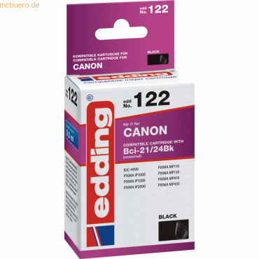 Edding Tintenpatrone kompatibel mit Canon BCI-21+BCi-24 black