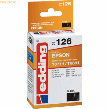 Edding Tintenpatrone kompatibel mit Epson T0711/T0891 black