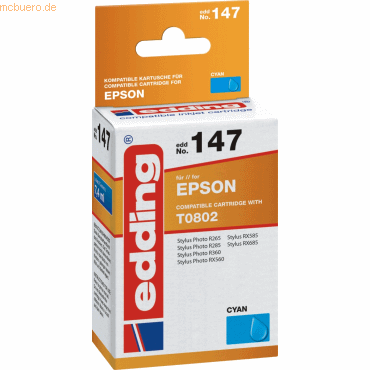 Edding Tintenpatrone kompatibel mit Epson T0802 cyan