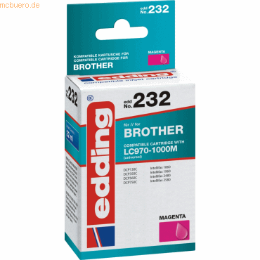 Edding Tintenpatrone kompatibel mit Brother LC970/LC1000 magenta