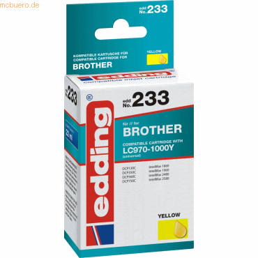 Edding Tintenpatrone kompatibel mit Brother LC970/LC1000 yellow