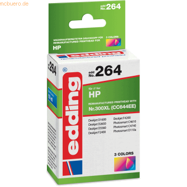 Edding Tintenpatrone kompatibel mit HP No. 300XL (CC644EE) colour