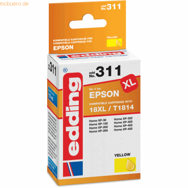 Edding Tintenpatrone kompatibel mit Epson T1814 gelb
