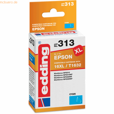 Edding Tintenpatrone kompatibel mit Epson T1632 cyan