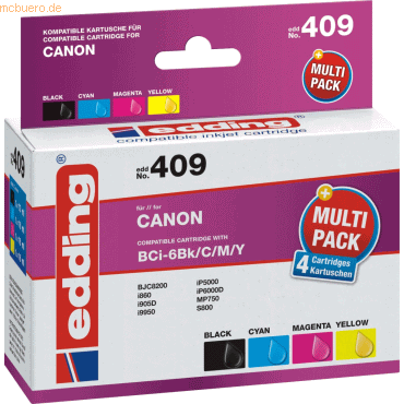 Edding Tintenpatrone kompatibel mit Canon BCI-6 colour Multipack 4