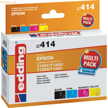 Edding Tintenpatrone kompatibel mit Epson T1281/T1282/T1283/T1284 blac