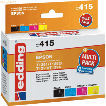 Edding Tintenpatrone kompatibel mit Epson T1291/1292/T1293/T1294 black