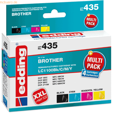 edding Druckerpatronen Multipack kompatibel mit Brother LC1100 BK/C/M/