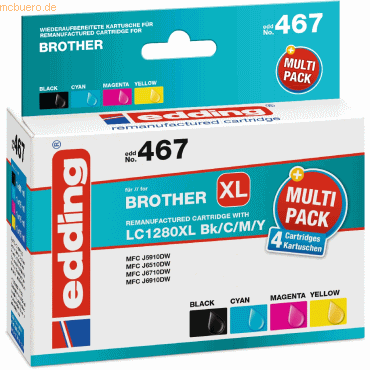 edding Druckerpatronen Multipack kompatibel mit Brother LC1280XL BK/C/