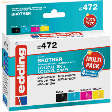 edding Druckerpatronen Multipack kompatibel mit Brother LC127XL+125XL