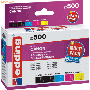 Edding Tintenpatrone kompatibel mit Canon PGi-520/CLi-521 black + colo