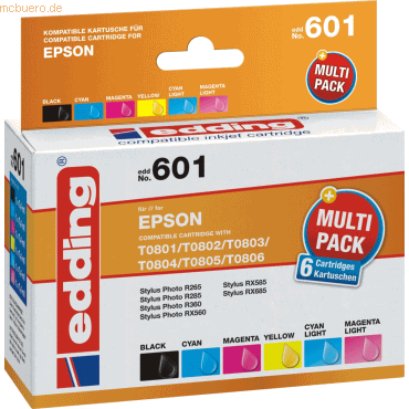 Edding Tintenpatrone kompatibel mit Epson T801/T802/T0803/T0804/T0805/