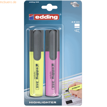 6 x Edding Textmarker edding 345 highlighter Blisterverpackung VE=2 St