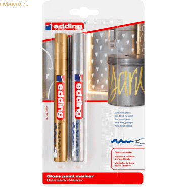 10 x Edding Glanzlack-Marker edding 750 creative 2-4mm gold und silber