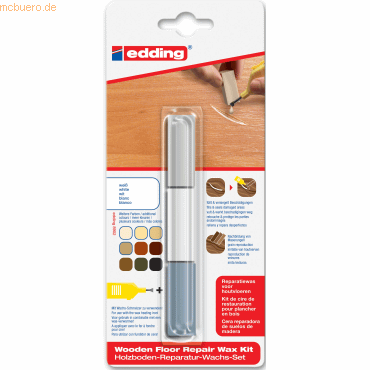 5 x Edding Holzboden-Reparaturwachs edding 8902 Blisterverpackung wei