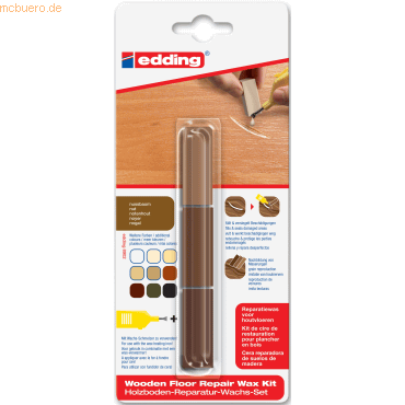5 x Edding Holzboden-Reparaturwachs edding 8902 Blisterverpackung nuss