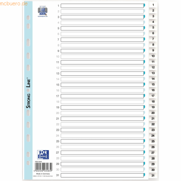 Elba Register A4 PP-Folie 1-31 wei