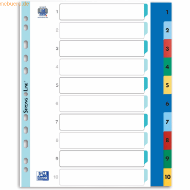 25 x Elba Register A4+ PP-Folie 1-10 A4 farbig