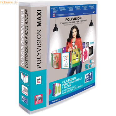 10 x Elba Ringbuch polyvision maxi A4 4 Ringe 40mm farblos