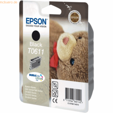 EPSON Epson Tintenpatrone T0611 Schwarz (ca. 250 Seiten)