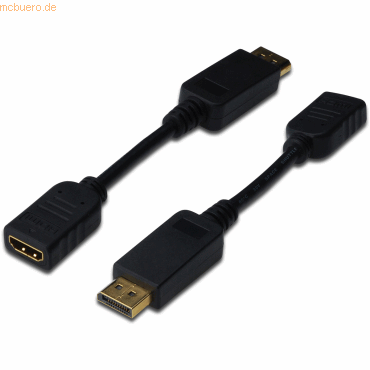 ASSMANN DIGITUS DisplayPort Adapterkabel, DP-HDMI Typ A St/Bu 0.15m