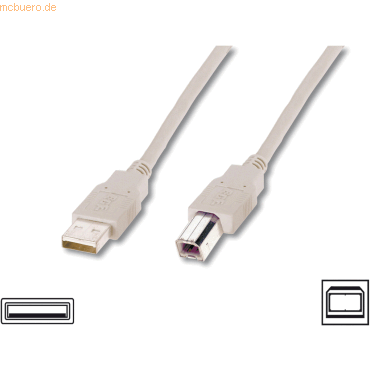 ASSMANN ASSMANN USB 2.0 Kabel Typ A-B 3.0m USB 2.0 konform beige