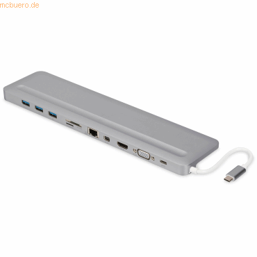 ASSMANN DIGITUS 12- Notebook Docking Station, USB Typ-C grau, 11-Port