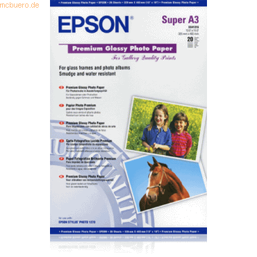 Epson Fotopapier S041316 Premium Glossy A3+ 250g/qm wei VE=20 Blatt