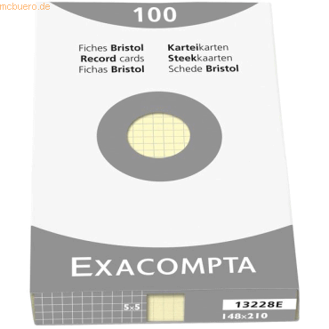 Exacompta Karteikarten A7 kariert gelb VE=100 Stck