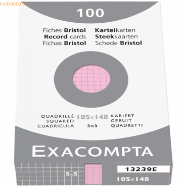 Exacompta Karteikarten A6 kariert rosa VE=100 Stck
