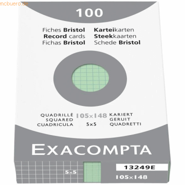 Exacompta Karteikarten A6 kariert grn VE=100 Stck