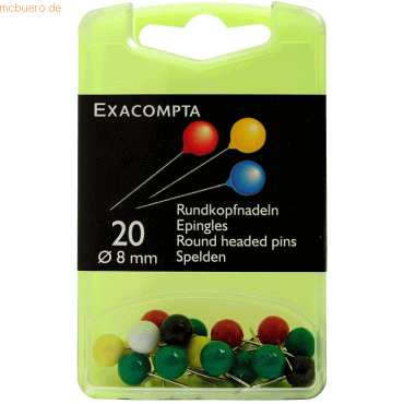 Exacompta Rundkopfnadeln 8mm sortiert VE=20 Stck