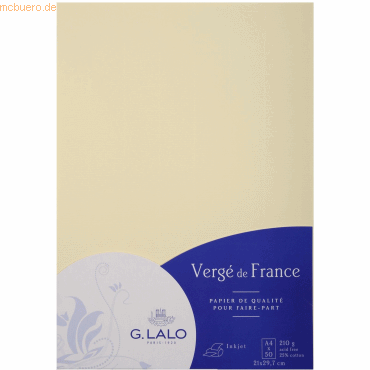 Lalo Papier Verge A4 210g/qm VE=50 Blatt elfenbein